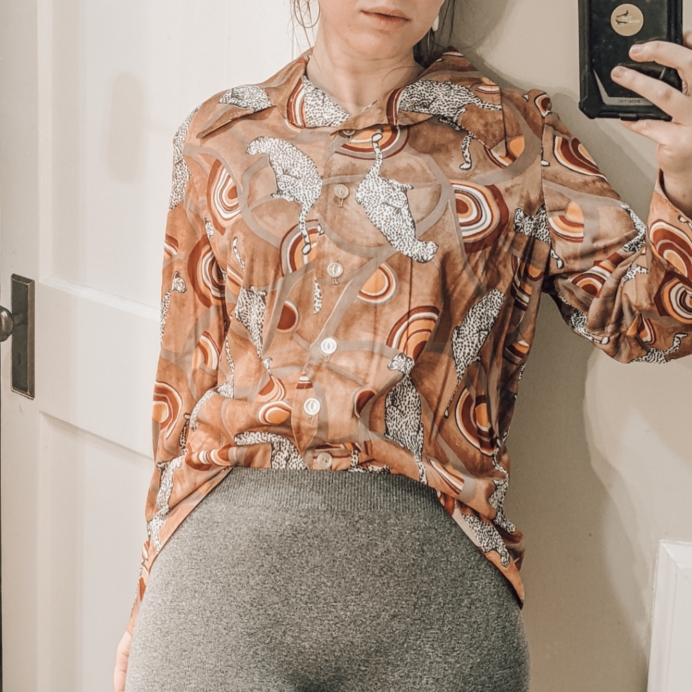 VTG Rainbow Shirt Cheetah Print Leopard Print